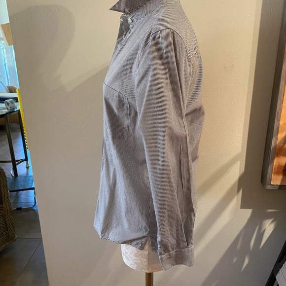 Otto Kern Grey and White Stripe Blouse Size 2 - Picture 3 of 10